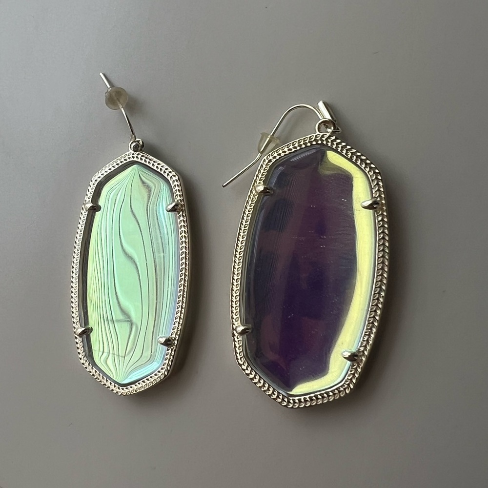 *PRICE DROP* Danielle Gold Statement Earrings in Dichroic Glass